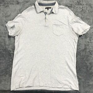 Tahari‎ Polo Shirt Mens Large Gray Short Sleeve Pocket Collared RN157550